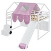 JUJABU Full Size Wooden Loft Bed with Slide, Tent House Frame, Built-In Ladder and Storage Shelves - 2 of 4
