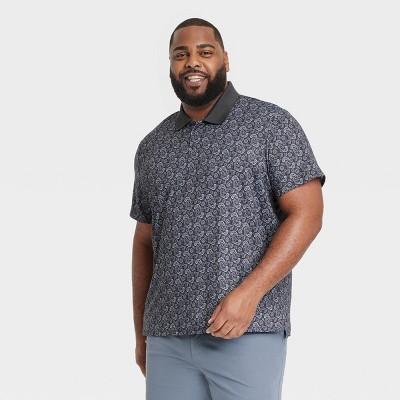 Men's Big Textured Polo Shirt - All In Motion™ Black Paisley 2XL