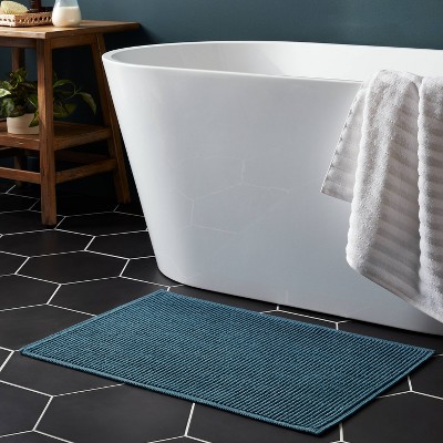 Turquoise Cotton Woven Low Pile Bath Rug 20"x30"