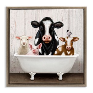 Stupell Industries Country Animals Farmhouse Claw Bathtub, 18" x 18" - 1 of 4