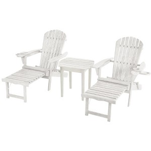 Jiallo Oceanic Collection Adirondack Chaise Lounge Chair Foldable, cup and glass holder, built in ottoman, Set of 2 Lounge chairs and 1 end table - 1 of 4