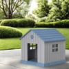 SEVOBAL Pet Crates and Houses Pointed Dog House Waterproof UV Resistant Grass Nails Top Vents Support Columns Outdoor, Blue, 37.8"*40.87"*38.82" - 2 of 4