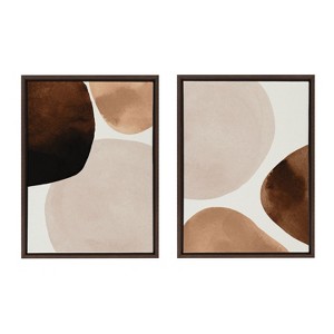 Kate and Laurel Sylvie Shapes I and II Framed Canvas Set by Amy Lighthall, 2 Piece 18x24, Walnut Brown - 1 of 4