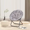 VECELO Folding Saucer Chair, Moon Chair with Metal Frame, Faux Fur for Bedroom or Living Room, Gray/Black - 2 of 4