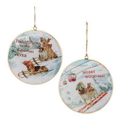 Sled and Ski Dogs Disc Ornament (Set of 6)