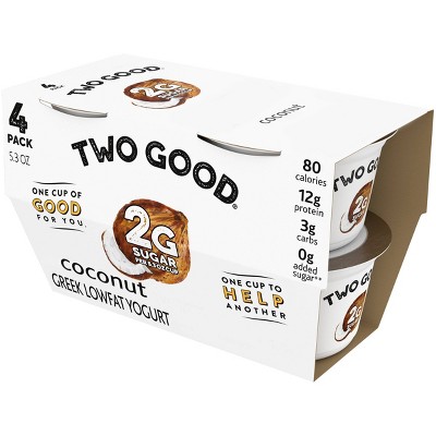 Two Good Low Fat Lower Sugar Coconut Greek Yogurt - 4ct/5.3oz Cups