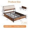 Full Bed Frame with Ergonomic Headboard and Built-in Charging Station, Full Size Bed with Metal Support Slats - 2 of 4