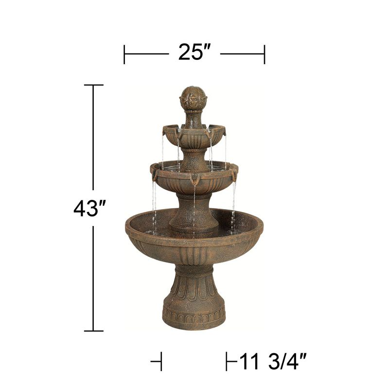 John Timberland Ravenna Rustic 3 Tier Weathered Stone Cascading Outdoor Floor Water Fountain 43" for Yard Garden Patio Home Deck Porch House Exterior, 5 of 11