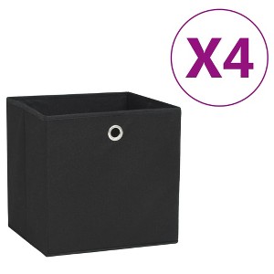 vidaXL Storage Boxes 4 pcs Non-woven Fabric 11"x11"x11" Black - 1 of 4