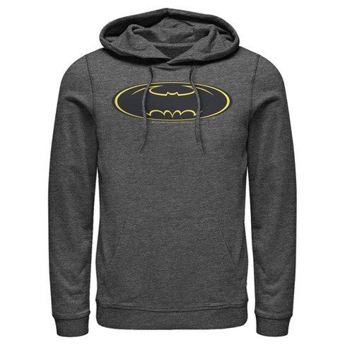 Men s Batman Logo Modern Wing Pull Over Hoodie Charcoal Heather 3X Large