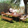 7 Piece Acacia Wood Outdoor Patio Dining Set,Wood Dining Table and 5 Chairs Set with Bench,Garden Dining Furniture Set for 7-8 Person-Coolbibila - 2 of 4