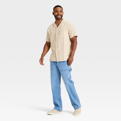 Мужские рубашки Goodfellow & Co Men's Short Sleeve Camp Shirt - Goodfellow & Co™ Cream XXL — фото 3