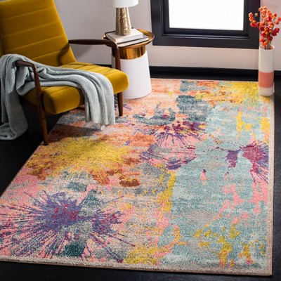 Blue and Orange Abstract Design Non-Slip Area Rug