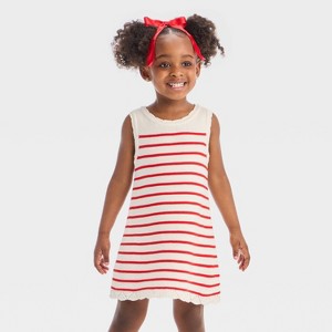 Toddler Girls' Americana Striped Sweater Dress - Cat & Jack™ Cream/Red - 1 of 3