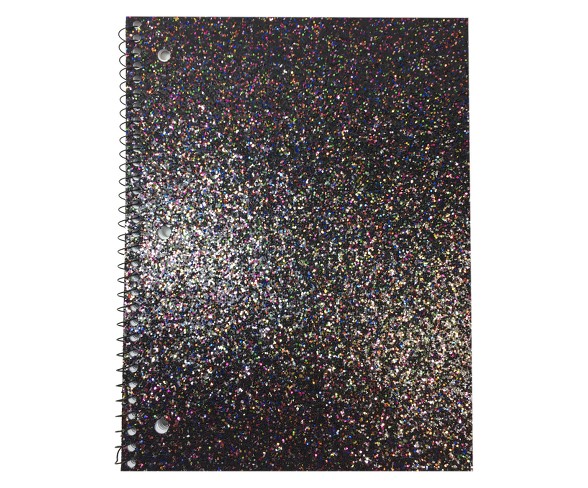 Glitter Spiral Notebook 1 Subject College Rule Black - Pallex