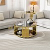 Dolonm Round Glass Coffee Table for Living Room - 35.43" Modern Center Table with Gold Legs & Tempered Glass Top, Stainless Steel Base - 3 of 4