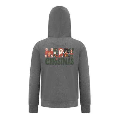 Everyday Kids Christmas Collection Merry Christmas Zip Up Hoodie – Holiday Sweatshirt - Charcoal Gray