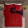 Sapphtopaz 4-Piece Full/Queen Sheet Set, Plush Alternative Comforter Set, Sheets Queen Size Bed Set, Bedding with Decorative Pillow -Red & Black - 2 of 4