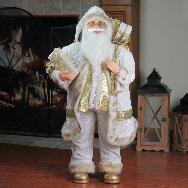 Northlight 36" Winter White and Ivory Santa Claus with Gift Bag Christmas Figure, 2 of 7