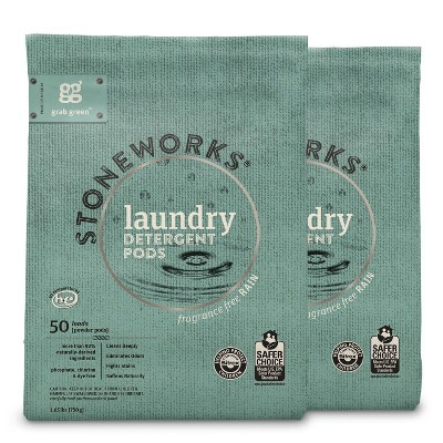 Grab Green Stoneworks Laundry Detergent Pods, Fragrance Free Rain Scent