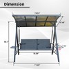 DOMETOUR 3-Seat Outdoor Porch Swing with Adjustable Hardtop, Side Table, Wicker Chair, Steel Frame, Quick-Drying Foam Seat - 2 of 4