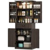 HOMCOM 71" LED Kitchen Pantry Cabinet, Farmhouse Storage Cabinet with Door Shelves, Adjustable Shelves and Drawer, Distressed Brown - 4 of 4