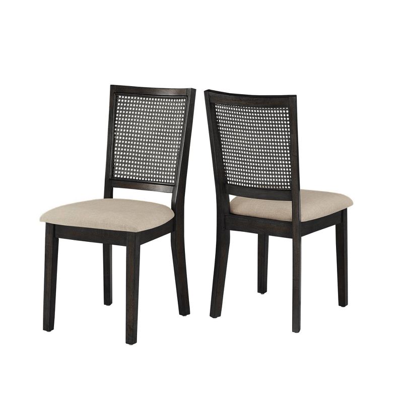 Set of 2 South Hill Beige Linen Rattan Back Dining Chairs - Inspire Q, 1 of 13