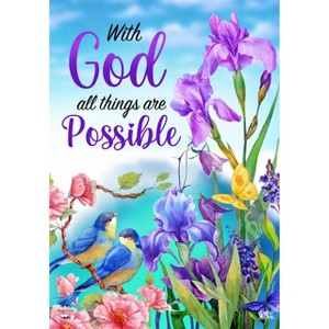 With God Religious Garden Flag Inspirational 18" x 12.5" Briarwood Lane - 1 of 4