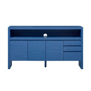 Luxystar Modern 60" Sideboard Buffet Cabinet with Storage Open Shelf and Drawers, Navy Blue - 1 of 4