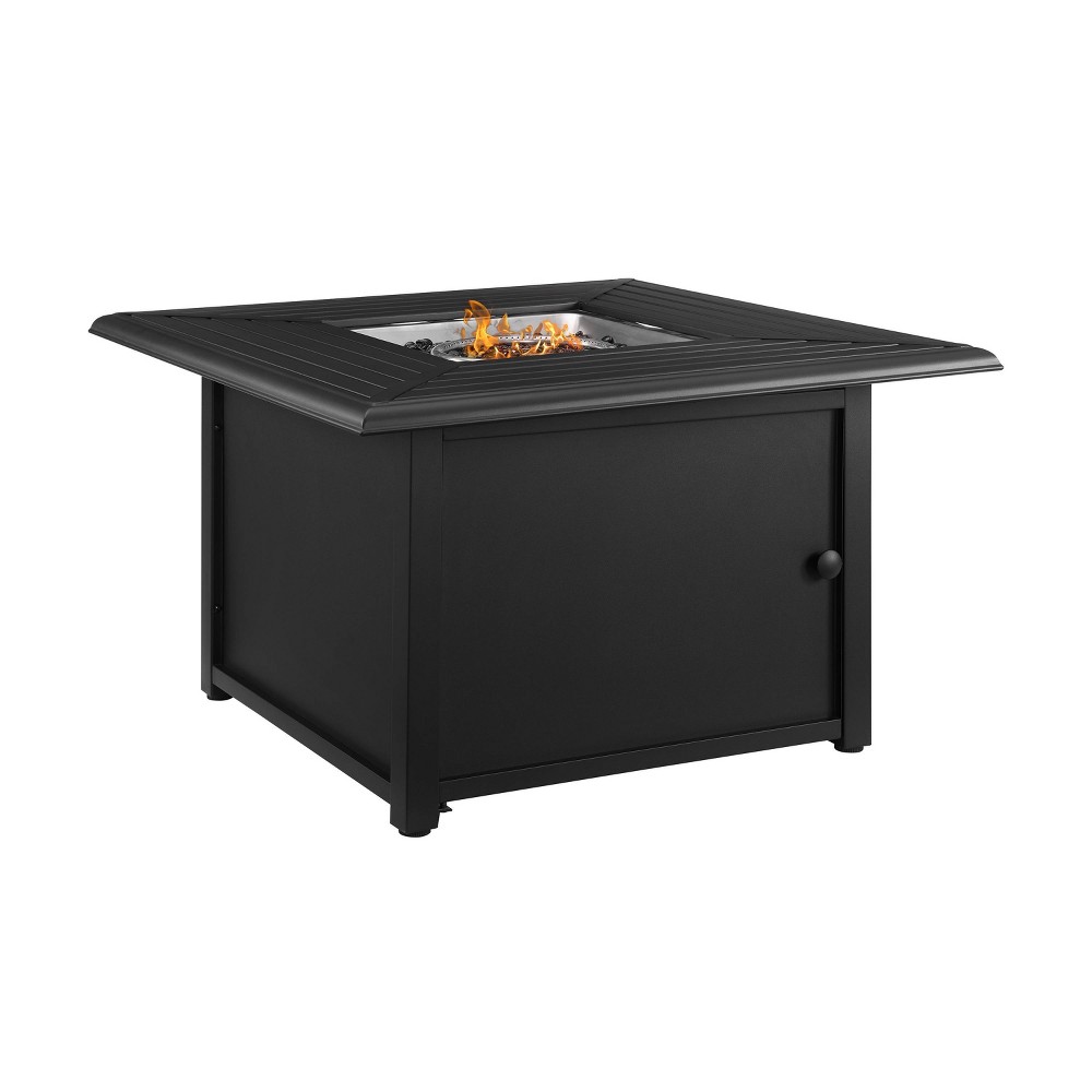 Photos - Electric Fireplace Crosley Dante Metal Fire Table - Black - : Outdoor Propane Fireplace, 50K BTU, Includes Cover 