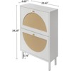 RISOKEYS Rattan Shoe Cabinet with 2 Flip Drawers, Narrow Hidden Shoe Rack with Metal Legs, Cane Storage Cabinet for Entryway,Shoe Organizer,White - 3 of 4