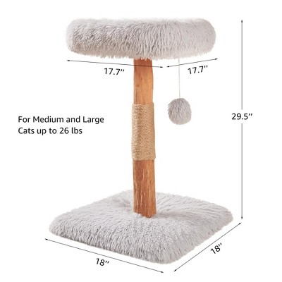 unipaws Wood Cat Tree – Partial / Full Sisal Scratching Post & Plush Perch