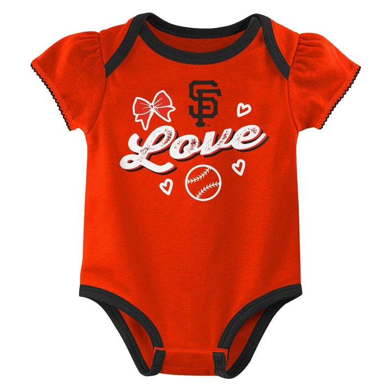 MLB San Francisco Giants Infant Girls&#39; 3pk Bodysuit, 3 of 5