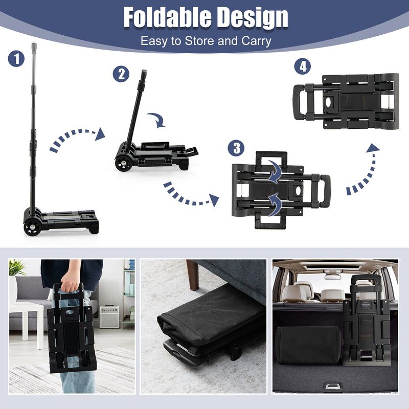 Tangkula Folding Shopping Cart Rolling Utility Cart w/ Removable Waterproof Bag, 4 of 11
