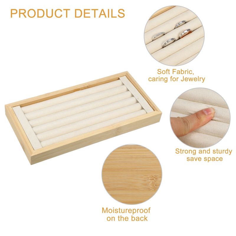 Unique Bargains Stackable Bamboo Rings Jewelry Storage Tray 1 Pcs, 3 of 7
