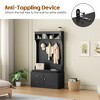 QingMoon 6-in-1 Storage Hall Tree with Bench and Shoe Cabinet, Anti-toppling Coat Rack with 7 Hooks, 2 Drawers and Adjustable Shelves for Entryway - 4 of 4