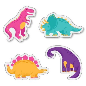 Big Dot of Happiness Roar Dinosaur Girl - DIY Shaped Dino Mite T-Rex Baby Shower or Birthday Party Cut-Outs - 24 Count - 1 of 4
