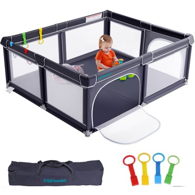 PAPAMIA 60" x 60"Baby Playpen for Babies and Toddlers with Patent Protection,Black
