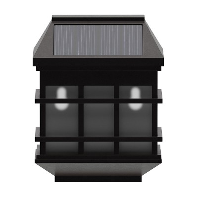 Black Square LED Solar Wall Mount Lights, 6-Pack