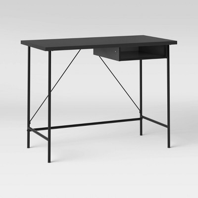 Wood and Metal Writing Desk with Storage Black - Room Essentials™