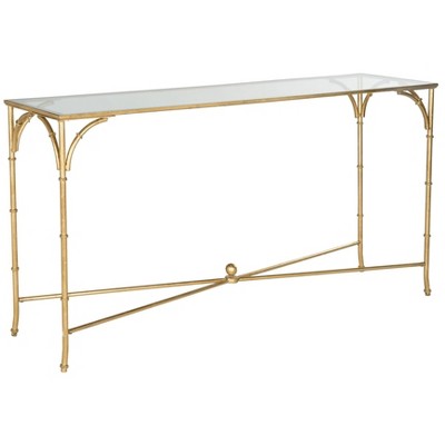 Maurice Gold and Glass X-Base Hallway Table