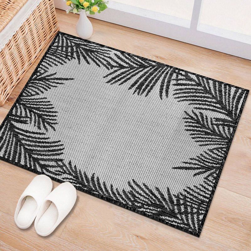 World Rug Gallery Tropical Floral Palm Leaves Textured Flat Weave Indoor/Outdoor Area Rug, 3 of 10