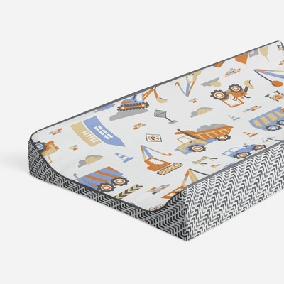Bacati - Construction Multicolor Boys Cotton Changing Pad Cover