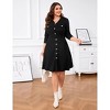 Clearlove Womens Plus Size Sweater Dress V Neck Collared Long Sleeve Slim Fit Ribbed Knit Mini Dresses - 4 of 4