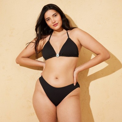 Shade & Shore Women's Crepe Low-Rise High Leg Medium Coverage Bikini Bottom - Shade & Shore™ Black M — фото 4