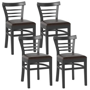Tangkula Modern Dining Chair Set of 4 Upholstered Kitchen Chair w/Rubber Wood Legs - 1 of 4