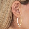 14k Two-Tone Gold 38mm Crossed Curves Hoop Earrings - 2 of 3
