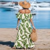 Women's Off-Shoulder Ruffle Smoked Waist Printed Maxi Dress - Cupshe - 3 of 4