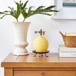 Candle by the Hour 60-Hour Round Candle Refill, Eco-friendly Natural Beeswax with Cotton Wick, Yellow Sphere - 1 of 4