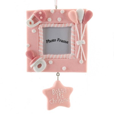 Image of Kurt S. Adler 5.5 Inch Baby's First Christmas Frame Balloons Diaper Pin Tree Ornaments